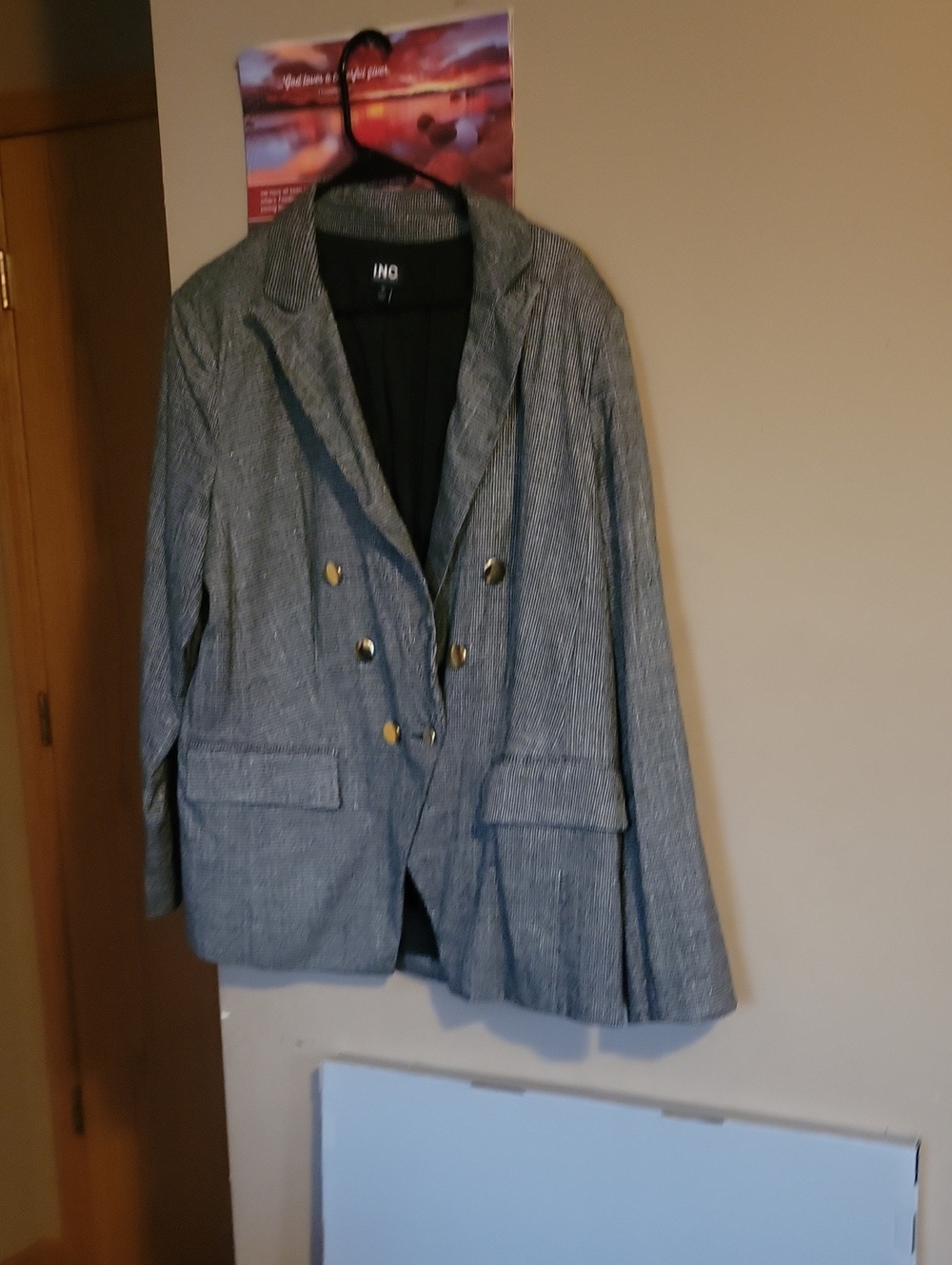 Mango Double-Breasted Gray Women's Blazer Jacket